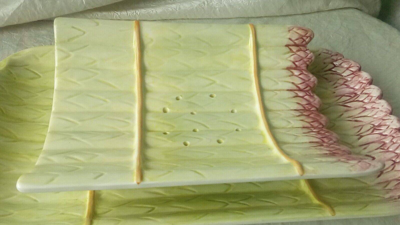 Asparagus dish in slip drainer 20th