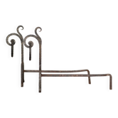 Brutalist wrought iron andirons, Italy, 1970s, set of 2.