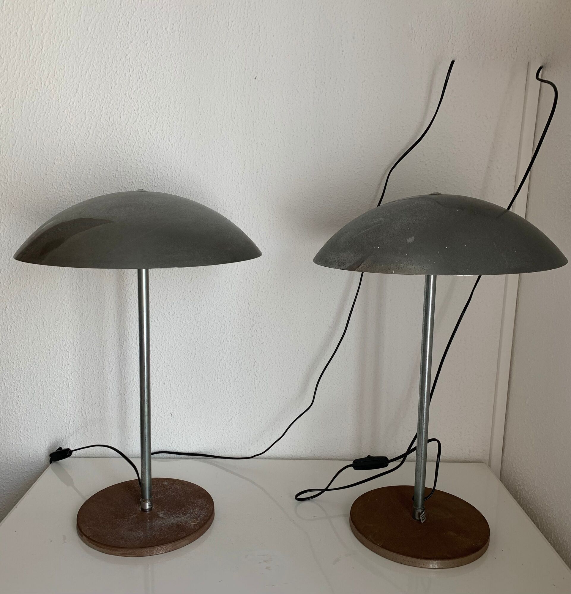 Pair vintage lamps 1970 table Lumess Switzerland - 51 cm