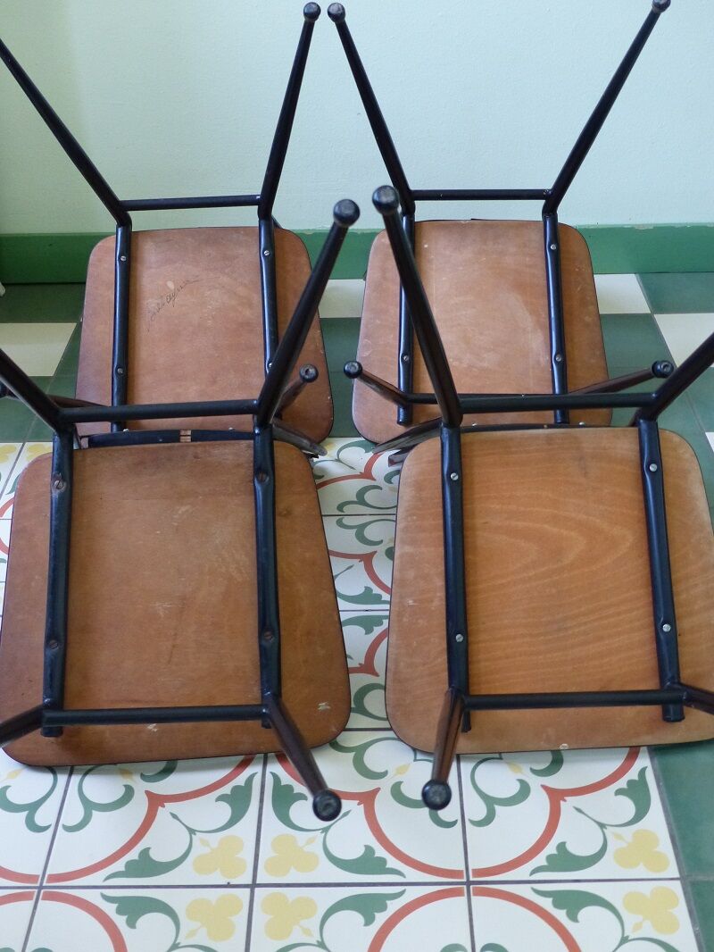Set of 4 chairs Fusmatic in formica 60s