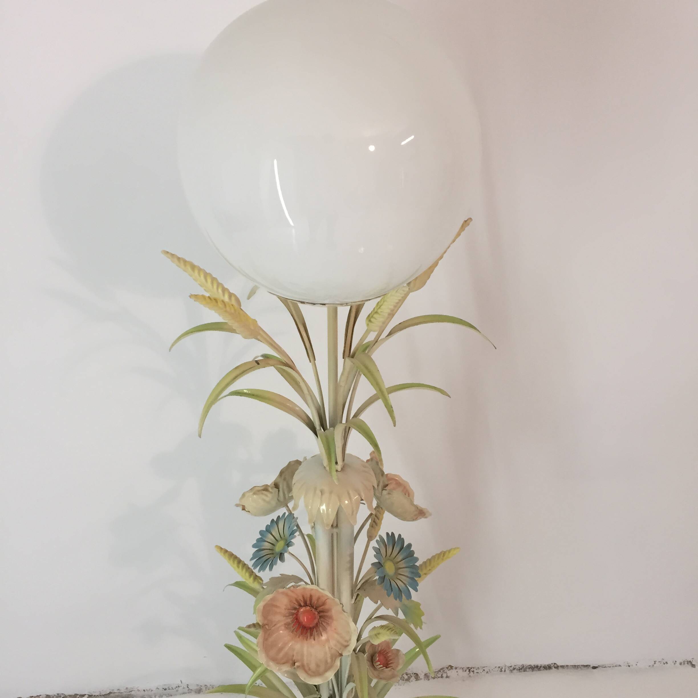 Flower Bouquet Pastel Floor Lamp 1960s Vintage Italian Sheaf Of Wheat Midcentury