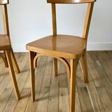 Set of 4 baumann bistro chairs in blond wood / honey stamped 40-50 years
