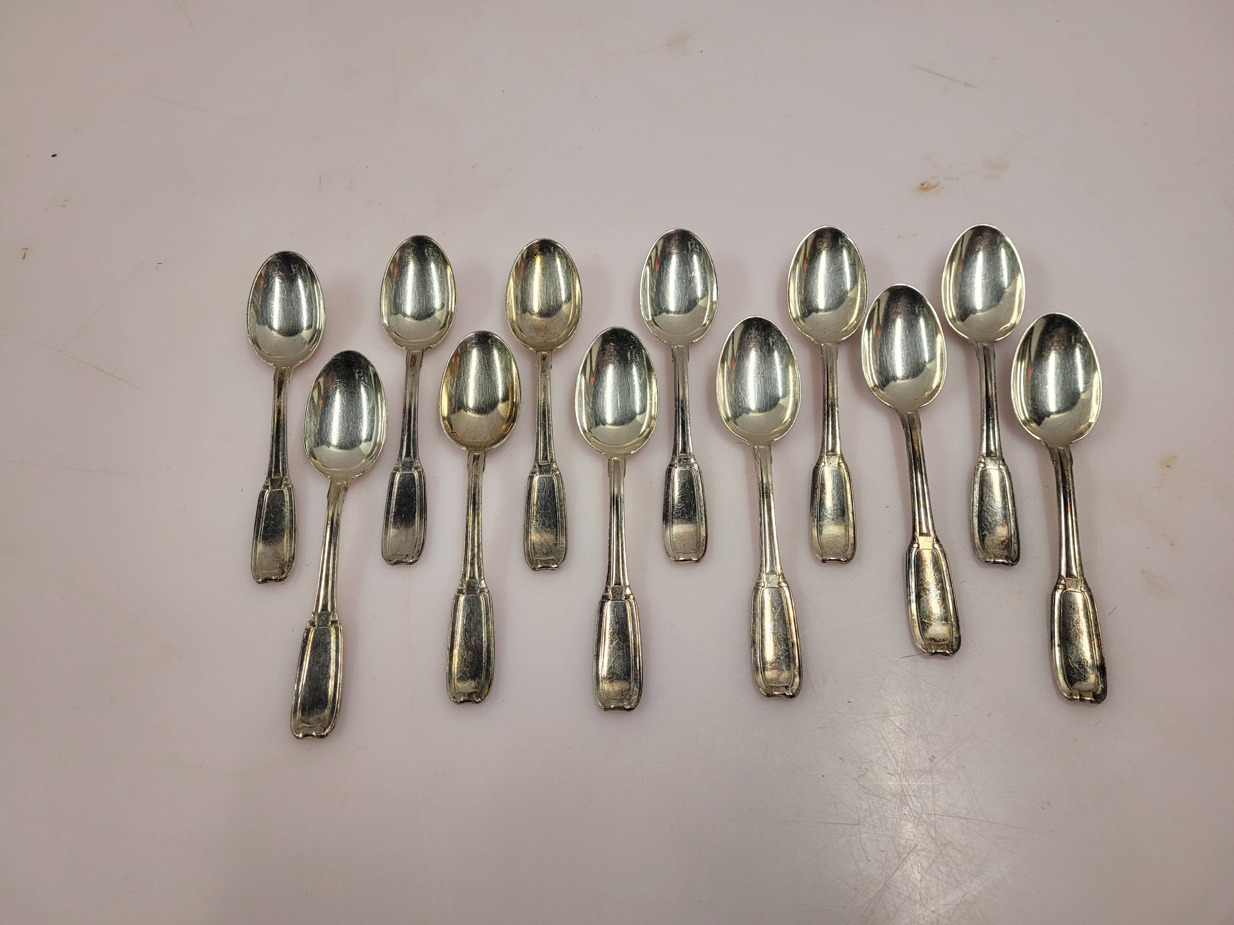 12 small silver-plated spoons