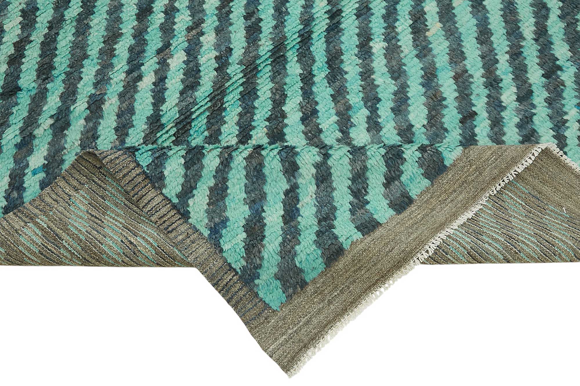 Handmade Turkish One of a Kind 258 cm x 366 cm Blue Wool Carpet