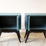 Pair of nightstands Seigaiha blue