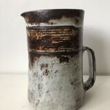 Brown grey enamelled stoneware pitcher