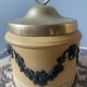 Mustard/jam pot in black jasper Wedgewood on a cane.