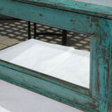 Miroir bois vieux teck patine bleue 57x3x34cm 1