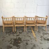 4 V-shaped wooden bistro chairs