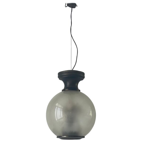 Suspension en verre Ball and Ball fumé, design italien, années 1960, Italie