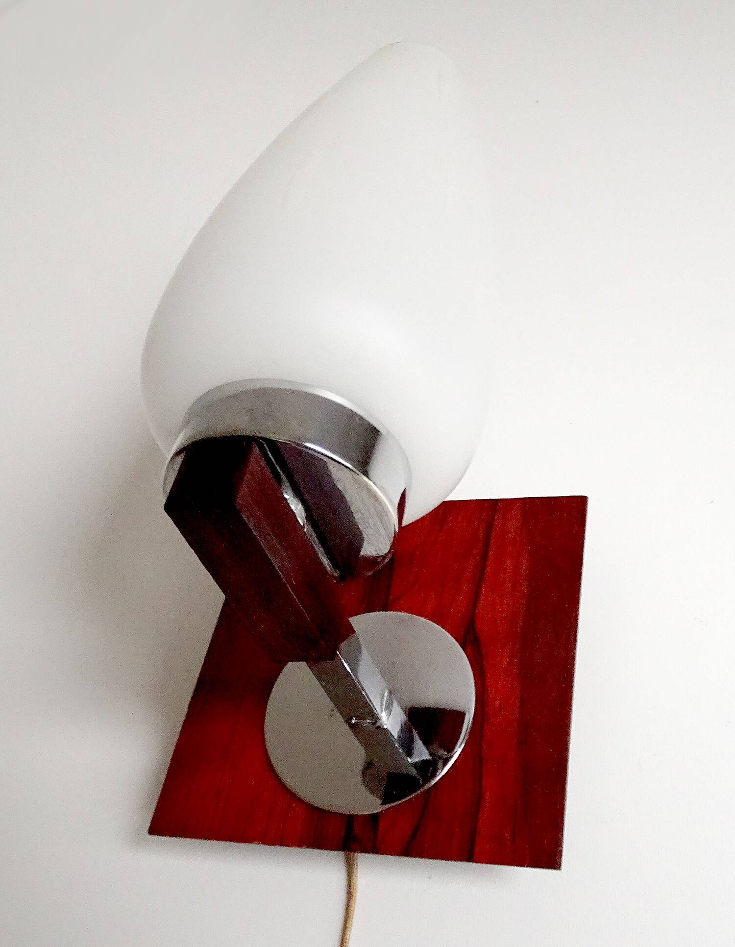 Scandinavian wall light, Glass and teak
