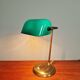 Banker's lamp in brass and green opaline, 1930s
