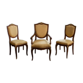Antique office set: armchair and pair of mahogany chairs from the 1900s.