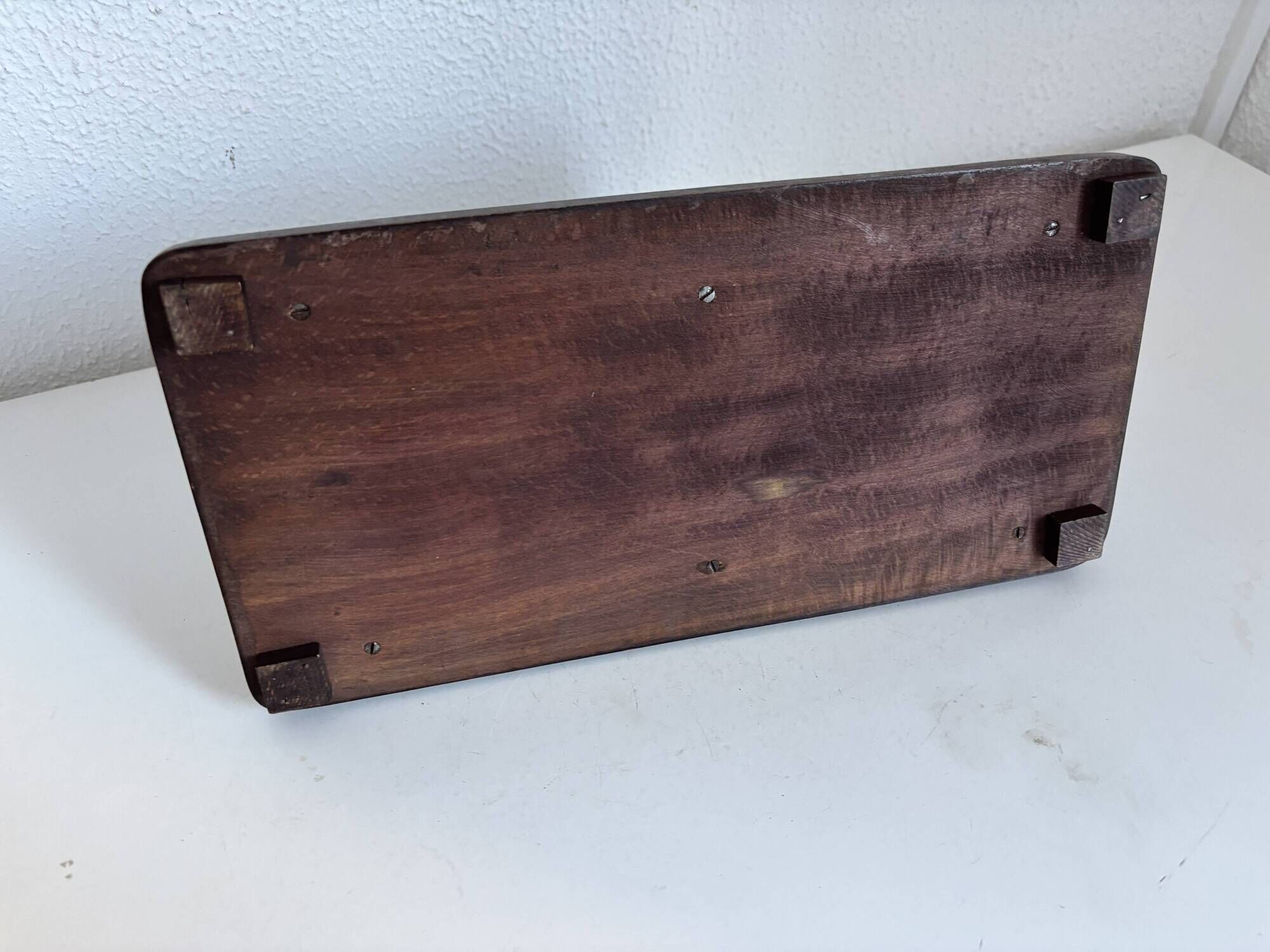 Vintage 1960 cigarette holder wooden metal copper - 31 x 15 cm
