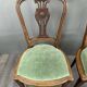 8 Vintage Wooden Chairs With Green Velvet Seat 20th Century