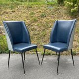 Set of blue dining chairs, Italy, 1950s