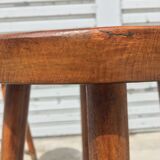 Set of 4 high solid wooden stools