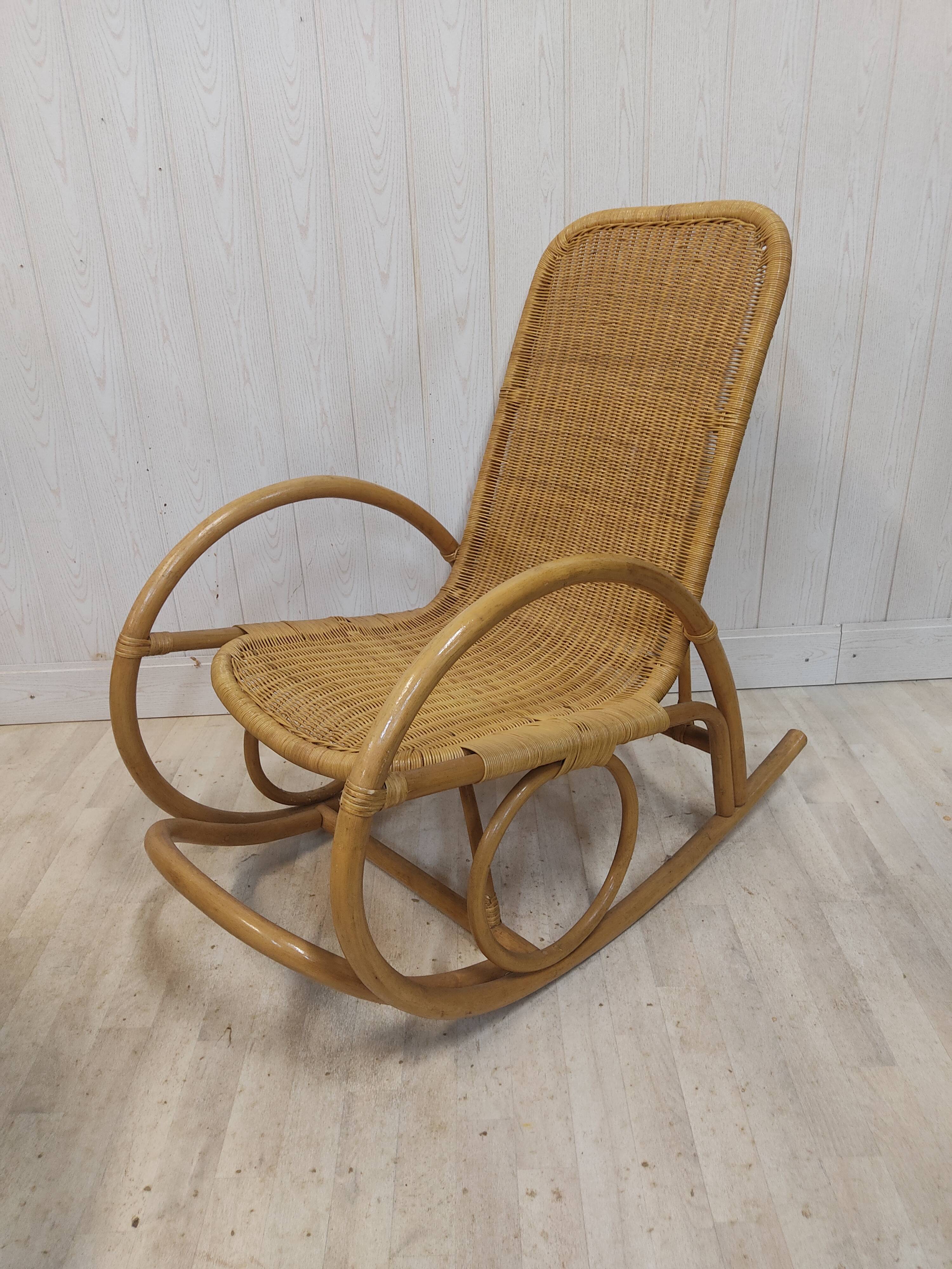 Rocking flesh adult wicker and bamboo