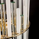 Lustre en laiton doré et baguettes en verre cristallin par C.Palme, Allemagne, années 1970