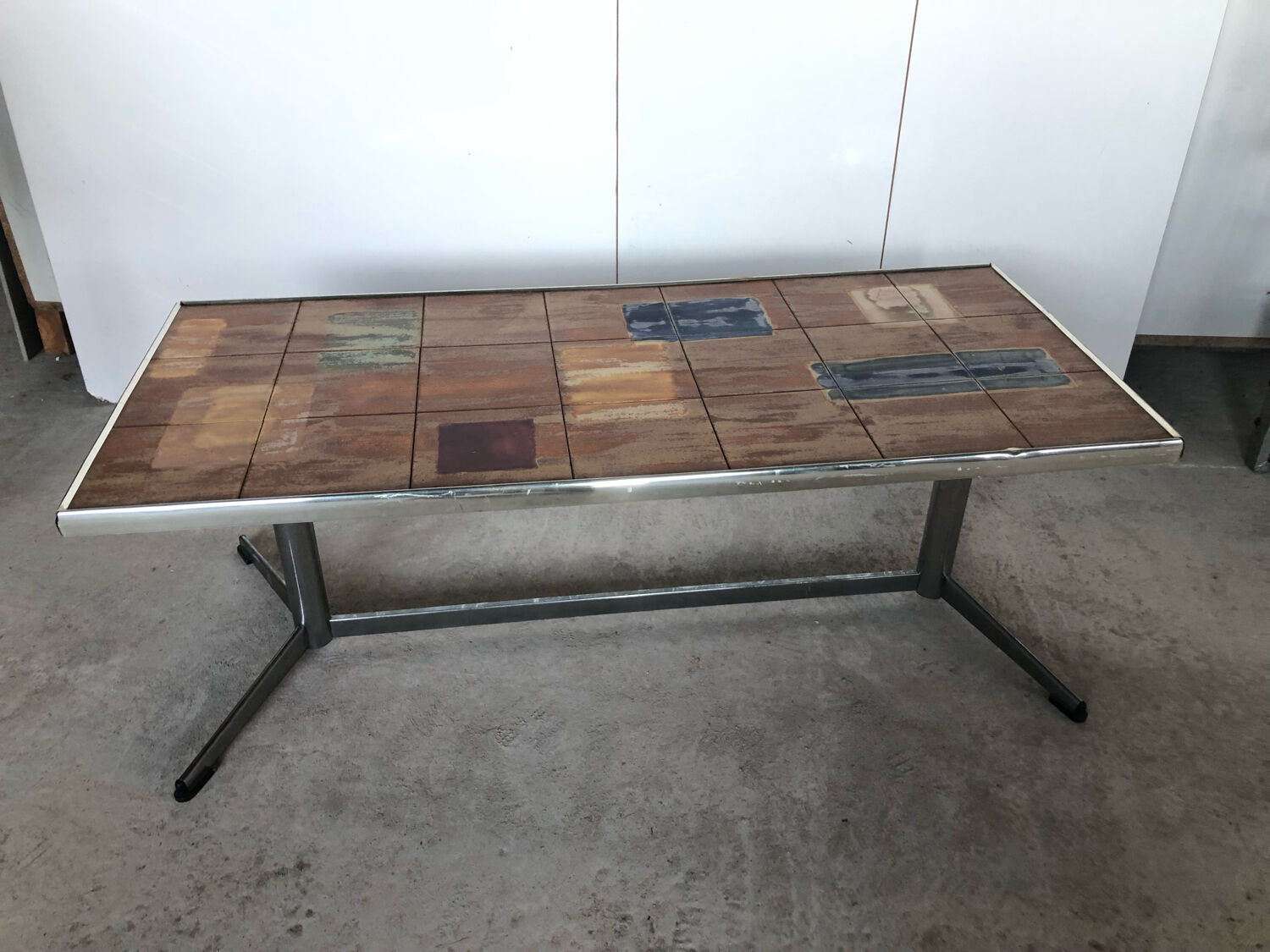 Coffee table Vintage year 70 ceramic tiles