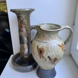 Very large pitcher / ceramic pitcher / glazed pottery 60s-70s signed