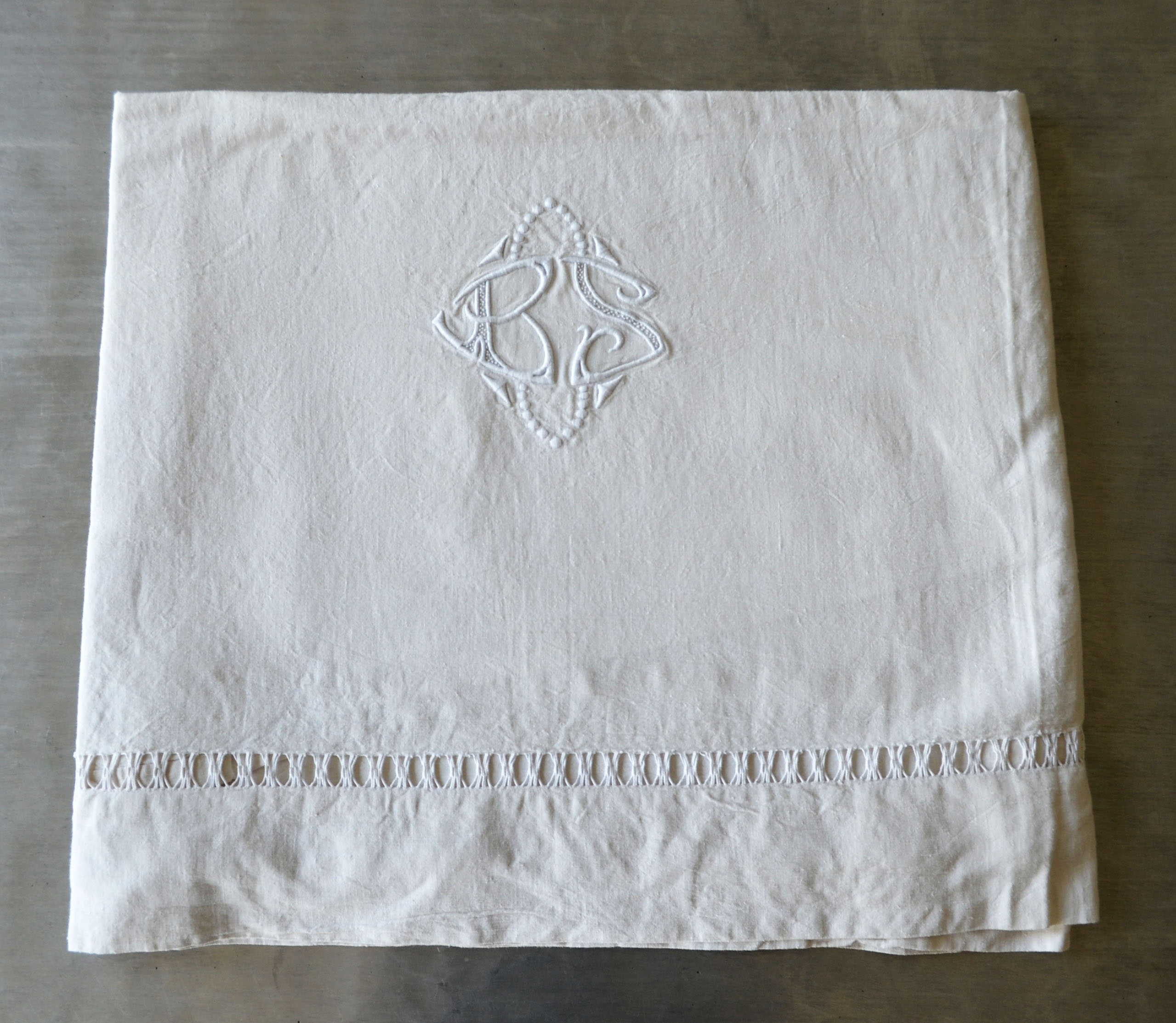 Antique linen embroidered sheet