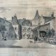 Old lithograph engraving House of Henry II and Diana of Poitiers