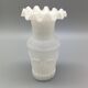 Pair of small antique white opaline fairground vases, vintage, french