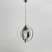Mid-century glass sphere hanging pendant glass lamp design 1970’s space age Italy
