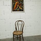 1920s curved wooden cane bistro chair