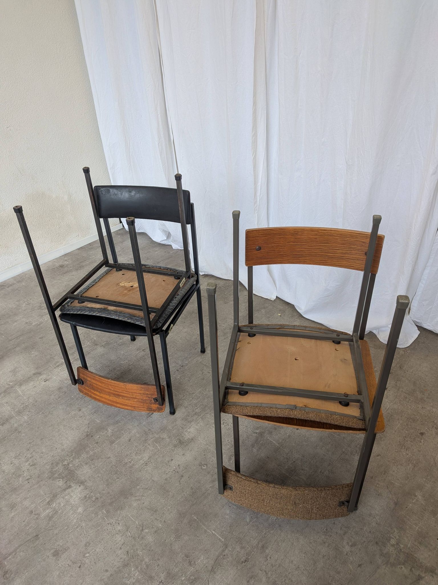 Set of 4 - Mix & Match Vintage Industrial Dining Chairs - 1970s Stol Kamnik