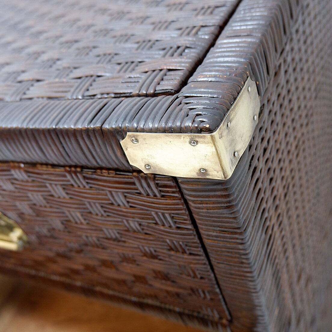 Vintage coastal woven rattan chest of drawers