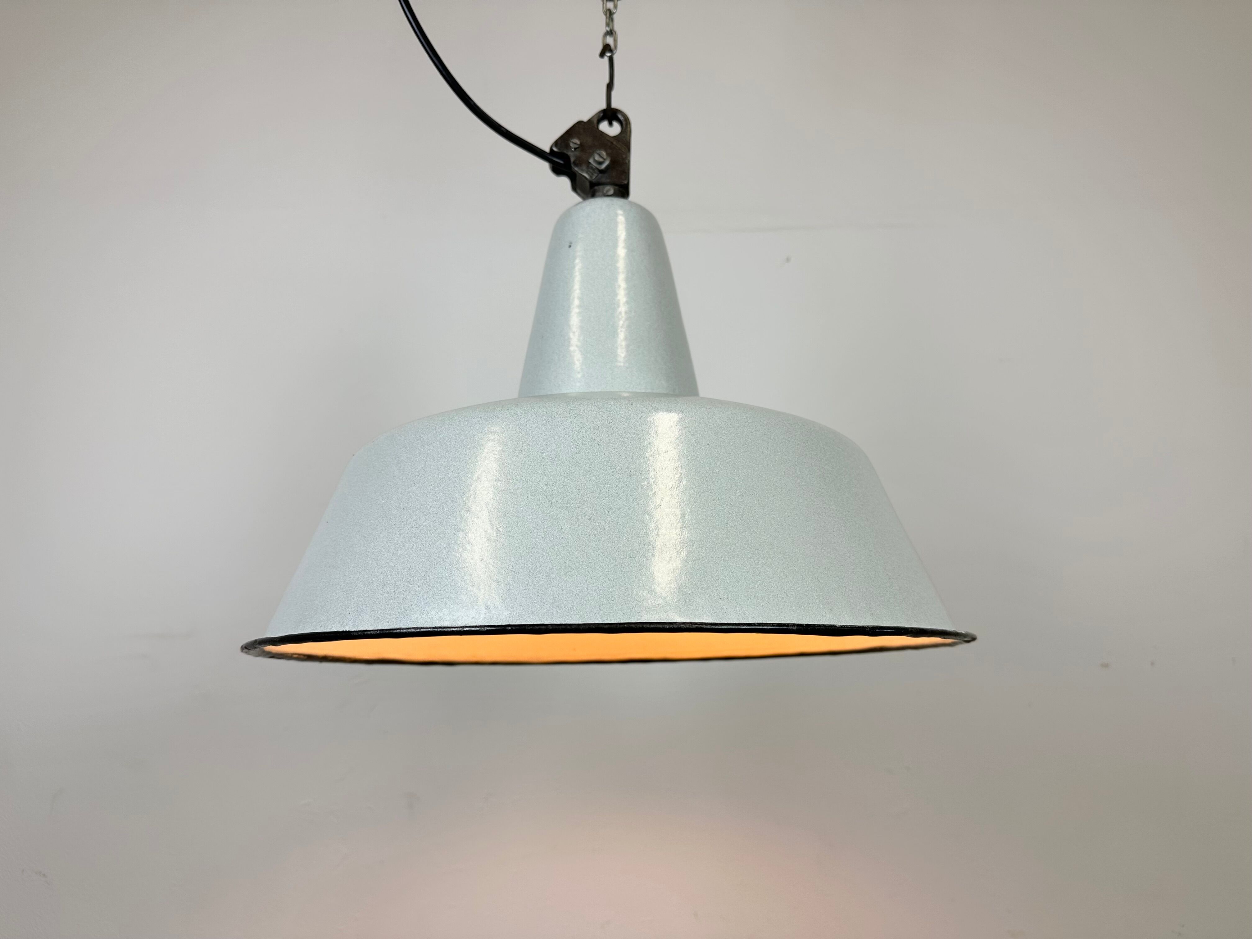 Industrial Grey Enamel Factory Pendant Lamp from Zaos, 1960s