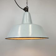 Suspension industrielle en émail gris d’usine de Zaos, années 1960