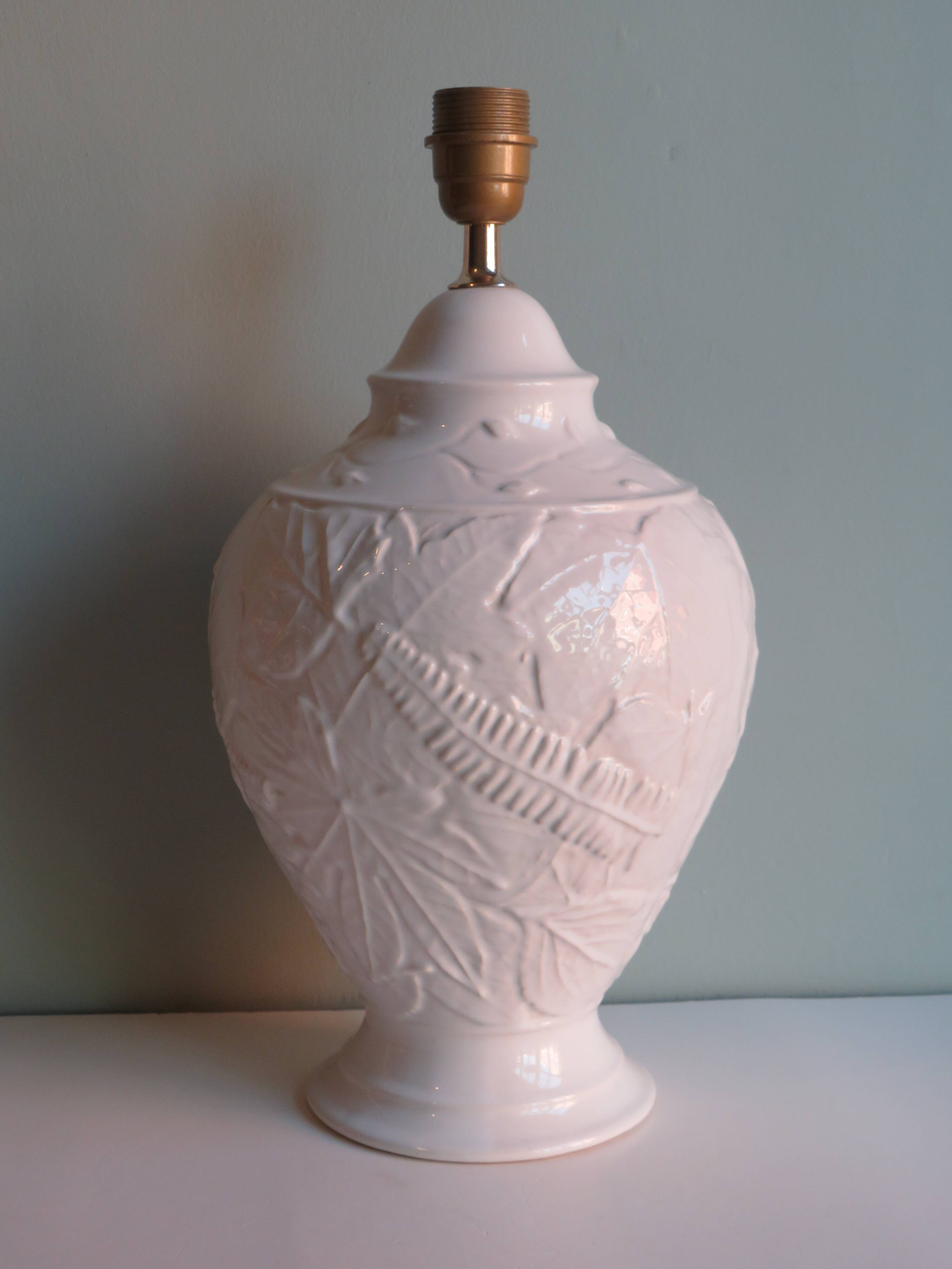 Ceramic lamp foot with floral motif, 1970 France