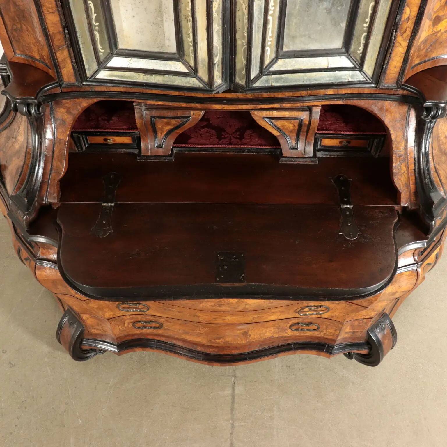 Antique trumeau with walnut mirrors, Italy 20th century