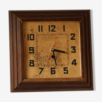 Square wood and metal clock 1950