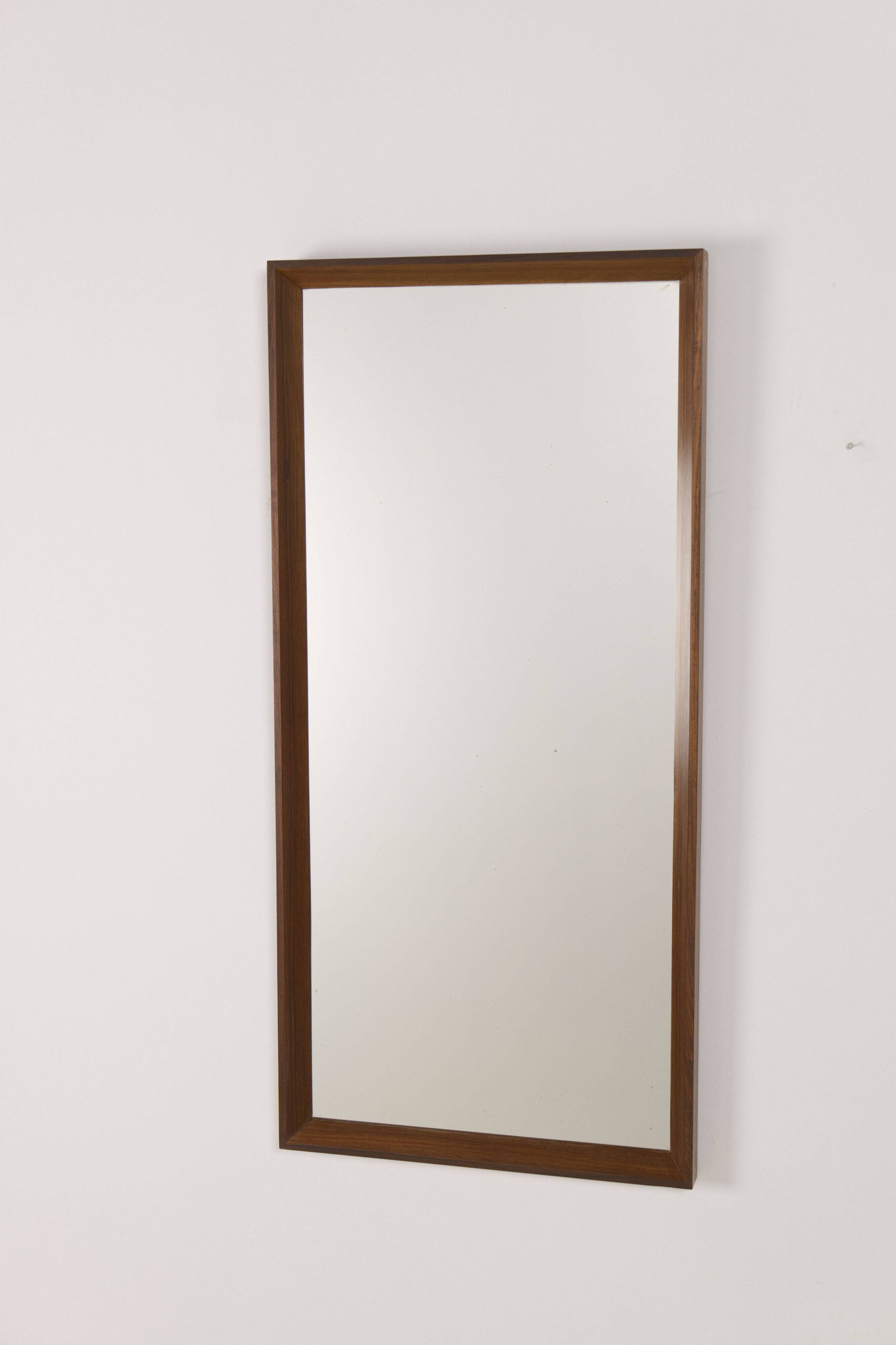 Miroir en palissandre avec épingles en laiton, AM Spejle Danemark, années 1960