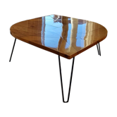 Grande table basse artisanale en bois massif – pièce unique