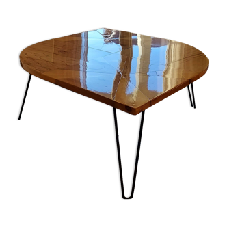 Large handcrafted coffee table in solid wood – unique piece