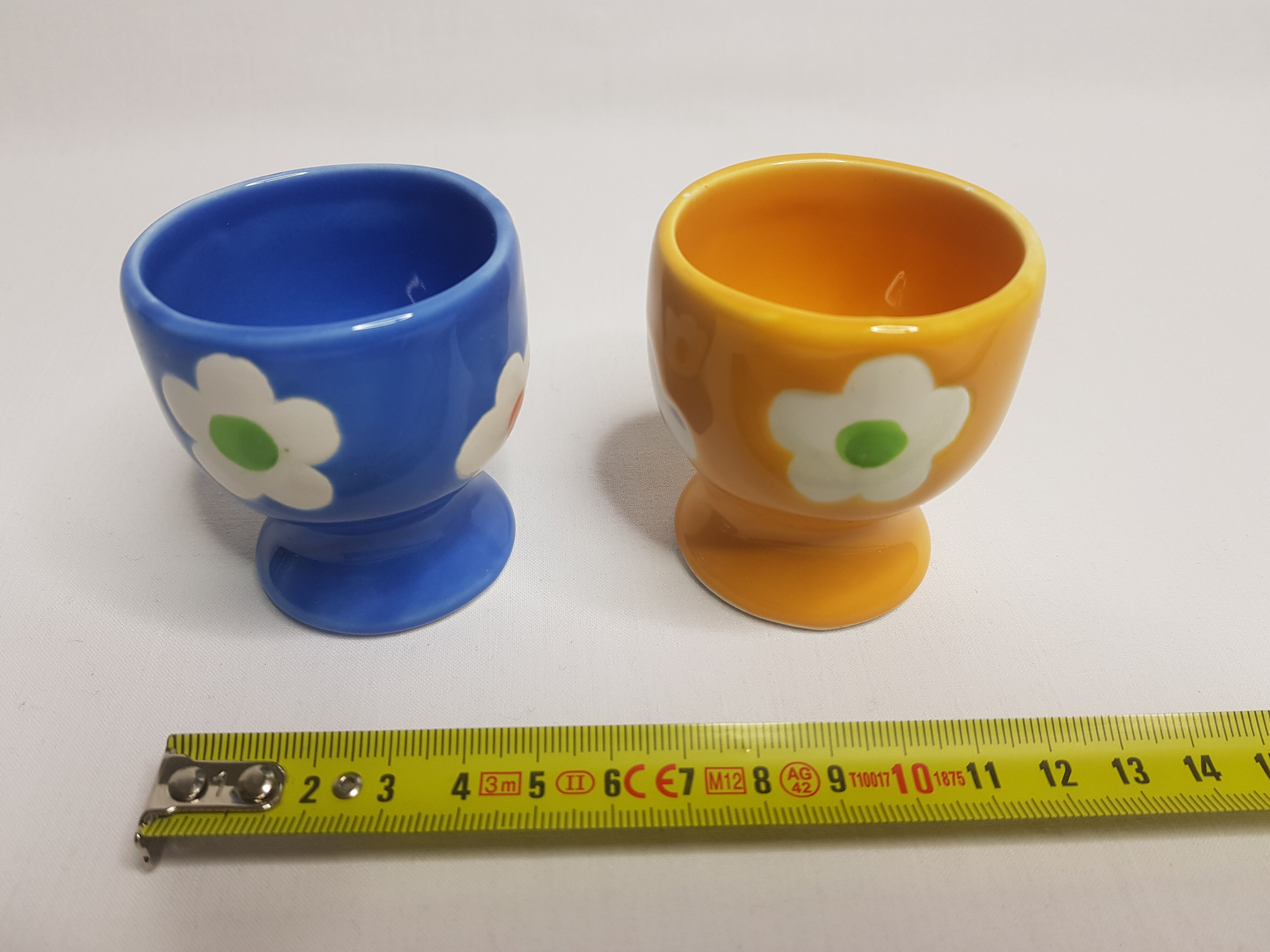 Pair of blue and yellow cockroaches with floral motifs