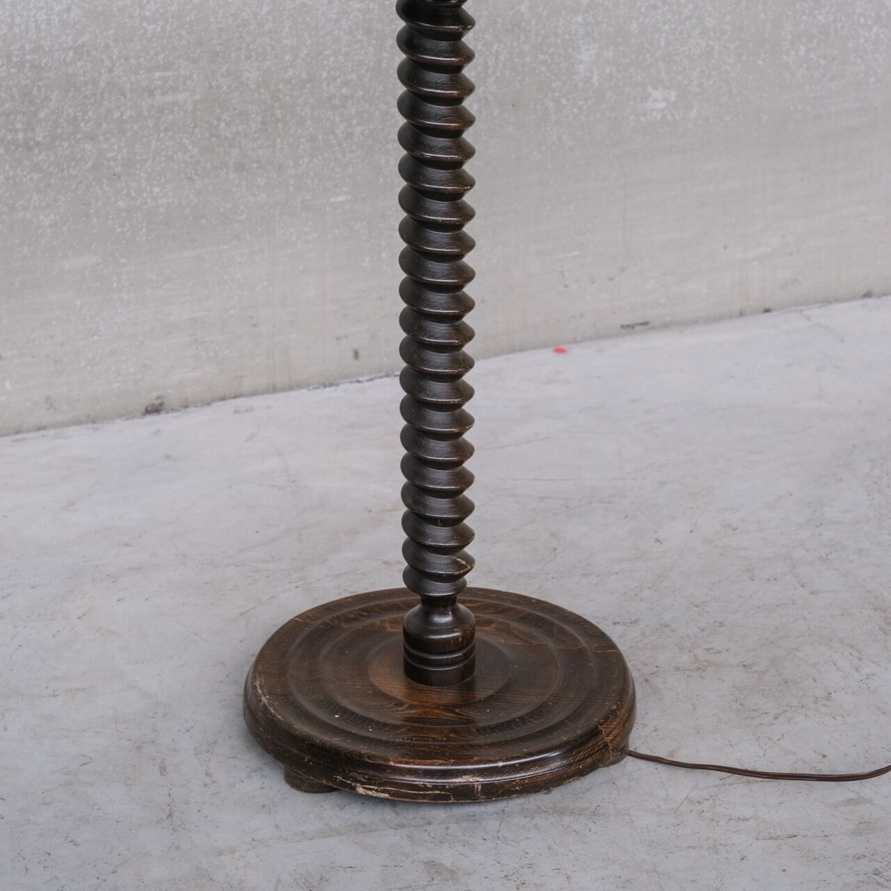 French art deco turned oak floor  lamp