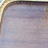 70s Neoclassical Style Coffee Table in Gilded Brass with Mahogany Veneer Top