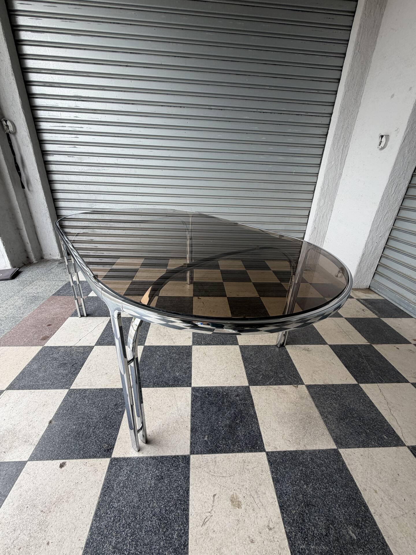 Vintage glass and chrome table
