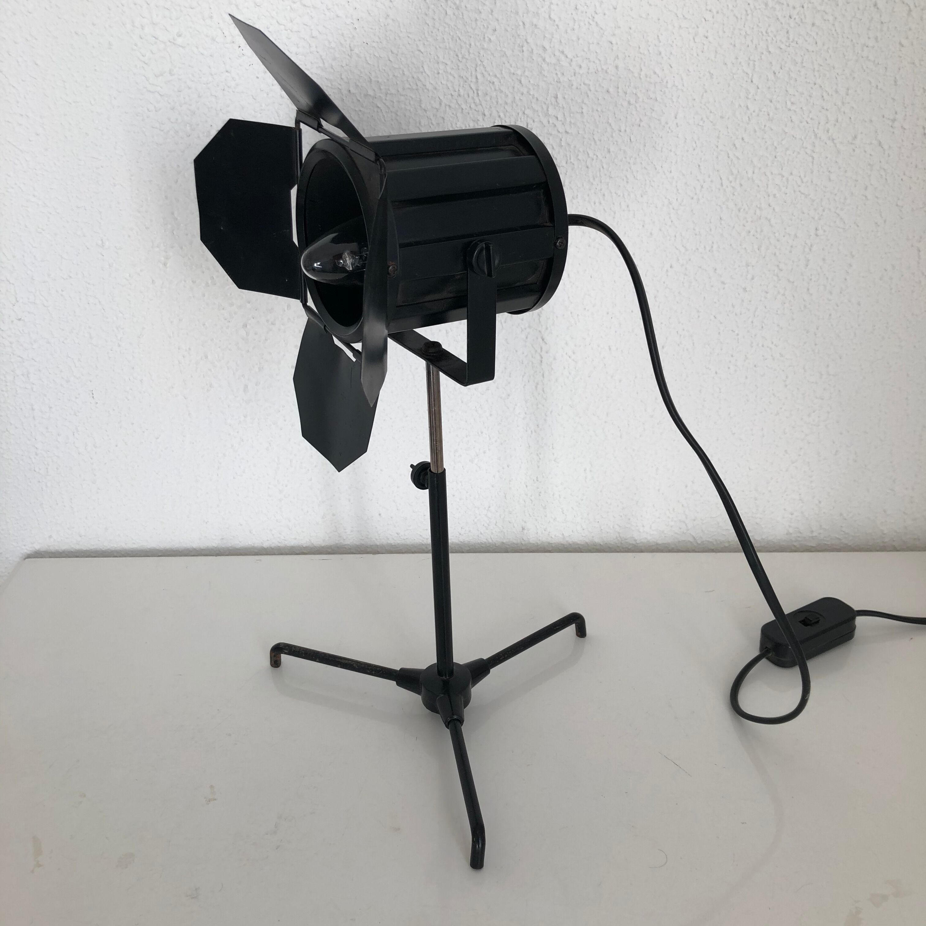 Vintage black projector lamp 1970 - 40 cm