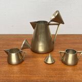 Metal Art Deco teapot, sugar bowl, milk jug, 1960s, set of 3