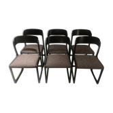 Suite of 6 Baumann "Sled" chairs retaped