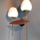 Applique à deux lumières en teck, laiton doré et opaline blanche Maison Lunel 1960.