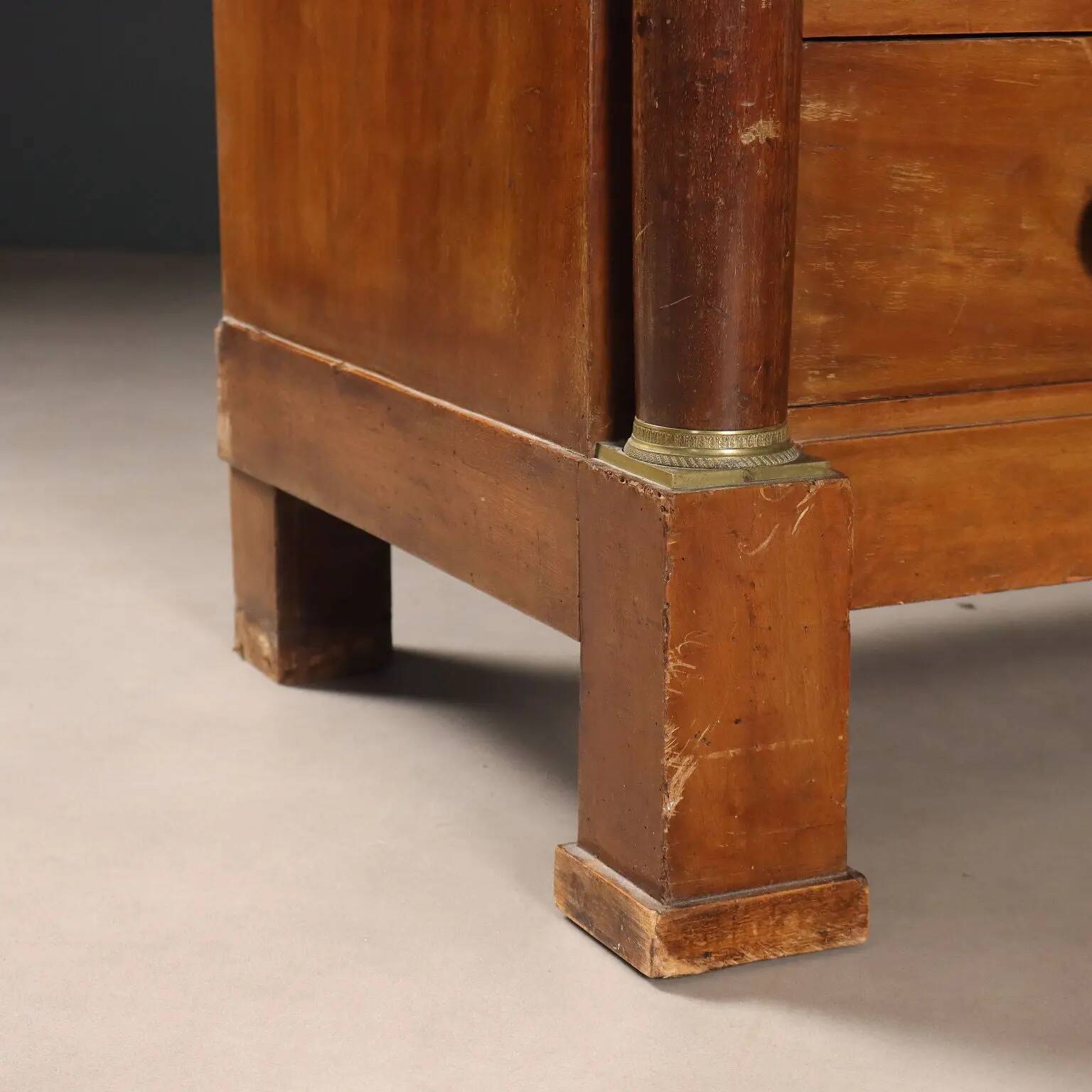 Antique Empire walnut and marble commode, 19th century.