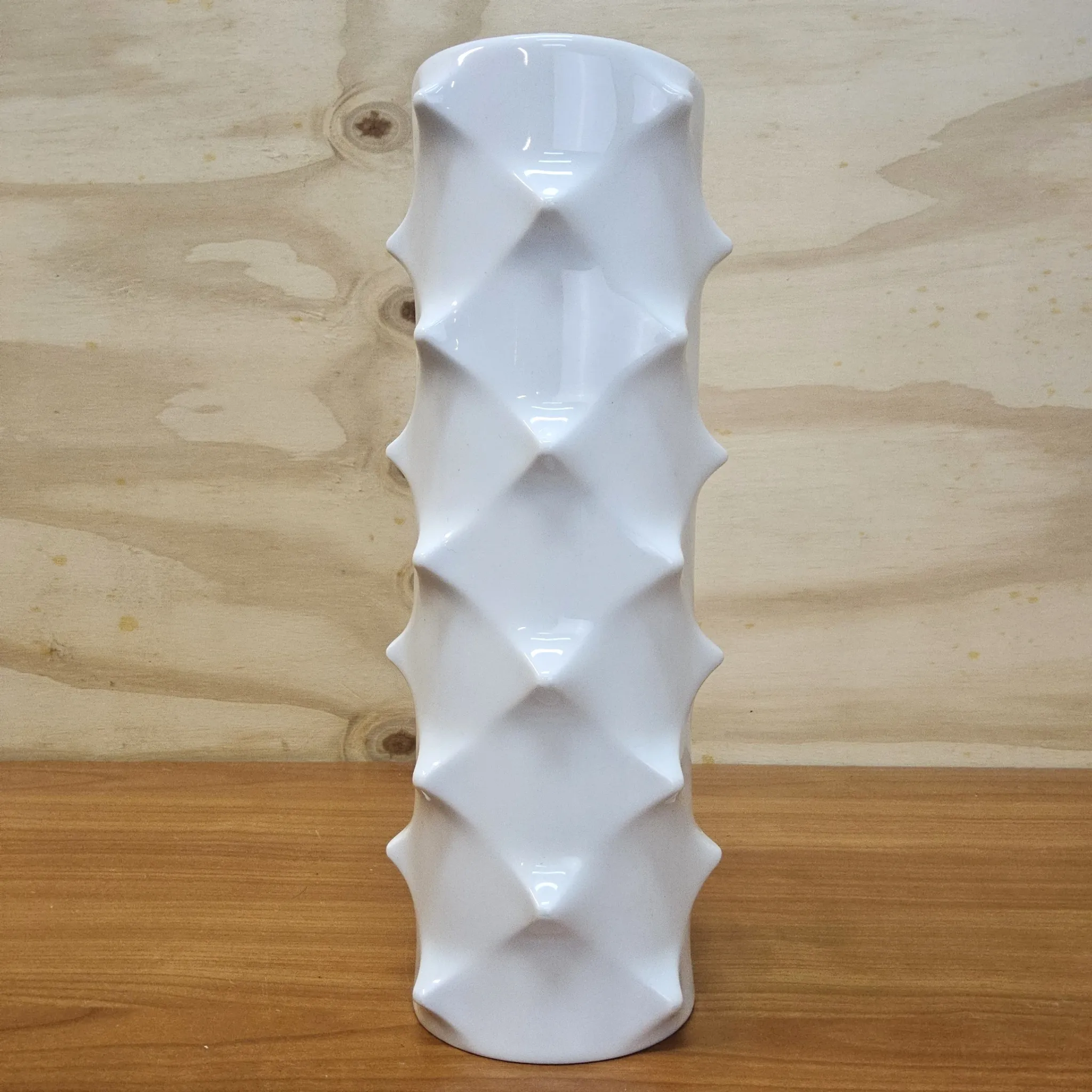 Scherzer Bavaria porcelain bisque Spikes vase. Optical Art